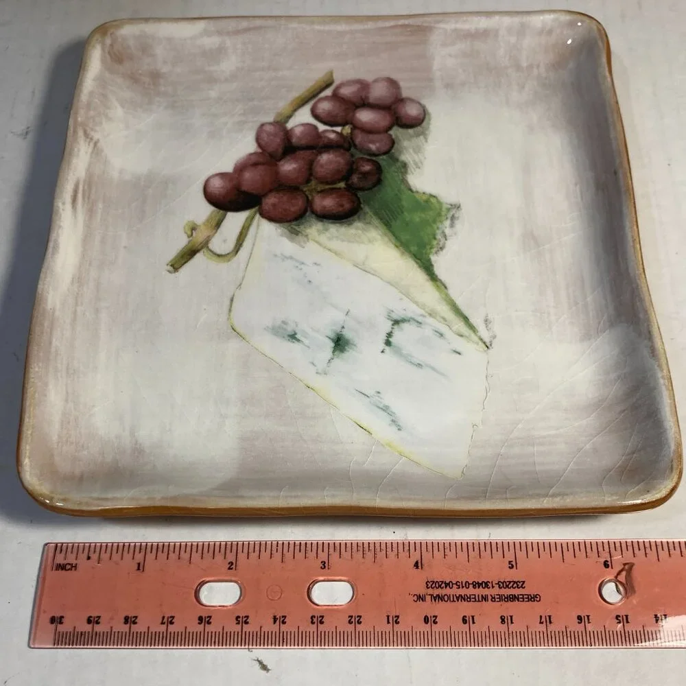 Crate & Barrel Cheese Plate Grapes Grape Bundle Wedge Serving Dish Ceramic Italy
